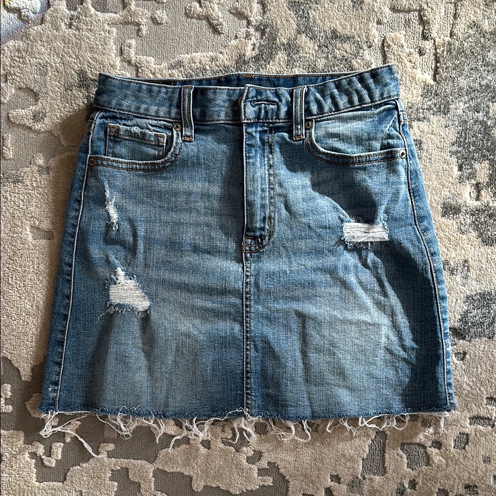 Denim Distressed Skirt